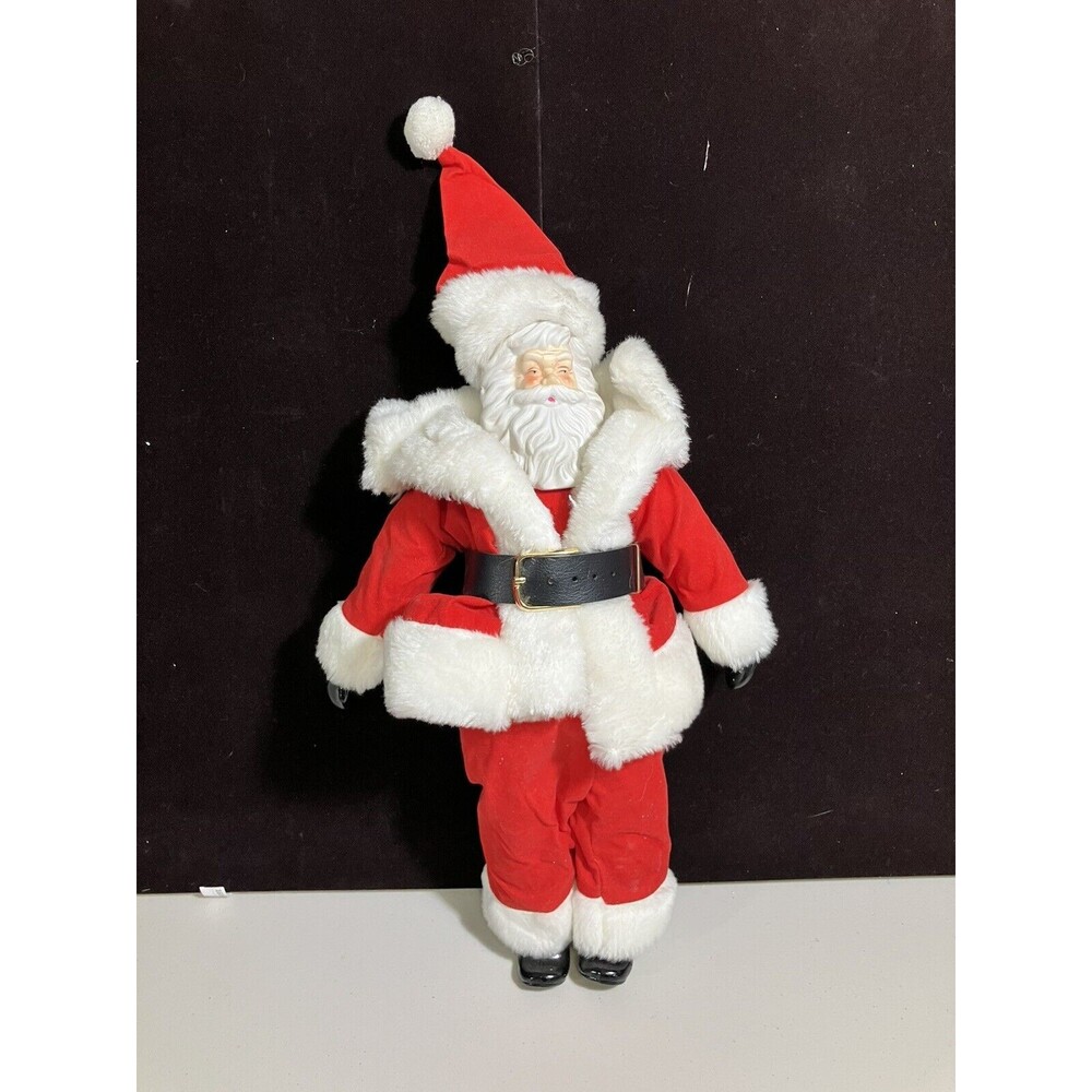Vintage 16" Santa Claus Doll-Ceramic Face, Mittens And Boots-Christmas Holiday